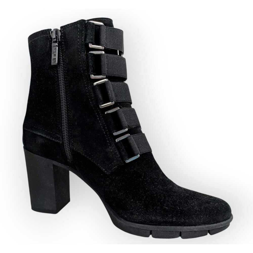 NEW The Flexx Women's Strap Tease Black Waterproof Suede Heeled Boot Size 6 M - Picture 2 of 8